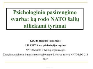 Psichologinio pasirengimo svarba: ką rodo NATO šalių atliekami tyrimai