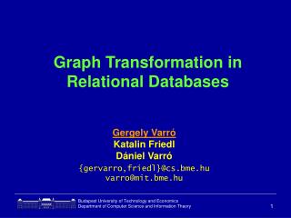 Graph Transformation in Relational Databases