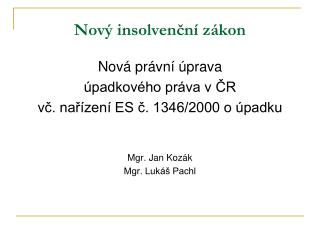 Nový insolvenční zákon