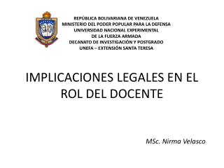 IMPLICACIONES LEGALES EN EL ROL DEL DOCENTE