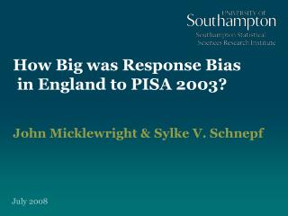 How Big was Response Bias in England to PISA 2003?