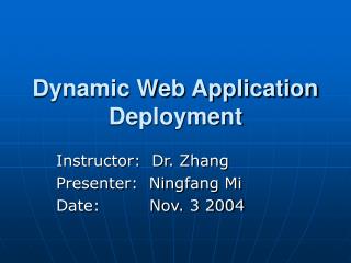 Dynamic Web Application Deployment