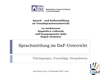 Sprachmittlung im DaF -Unterricht