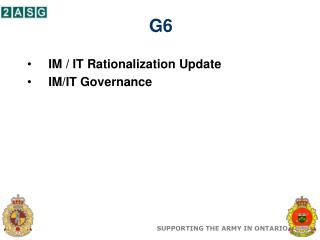 IM / IT Rationalization Update IM/IT Governance