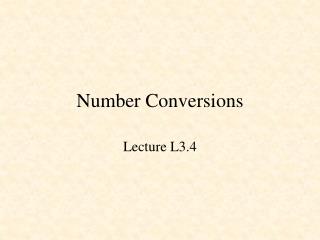 Number Conversions