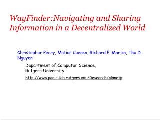 WayFinder:Navigating and Sharing Information in a Decentralized World