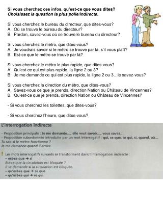 L’interrogation Indirecte: Pour poser des questions d’une façon indirecte/polie