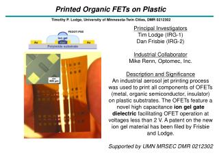 Printed Organic FETs on Plastic