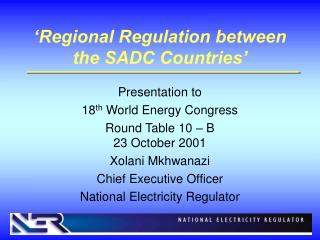 ‘Regional Regulation between the SADC Countries’
