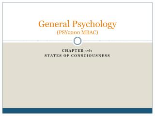 General Psychology (PSY2200 MBAC)