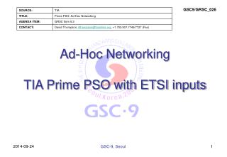 Ad-Hoc Networking TIA Prime PSO with ETSI inputs