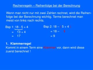 Rechenregeln – Reihenfolge bei der Berechnung