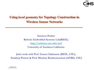 Using local geometry for Topology Construction in Wireless Sensor Networks