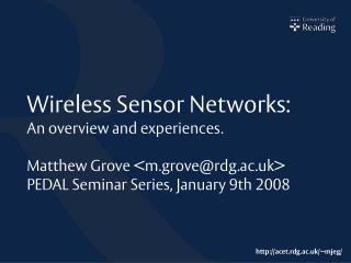 Wireless Sensor Networks: