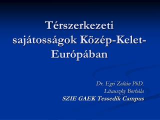 Térszerkezeti sajátosságok Közép-Kelet-Európában