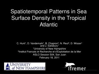 Spatiotemporal Patterns in Sea Surface Density in the Tropical Atlantic