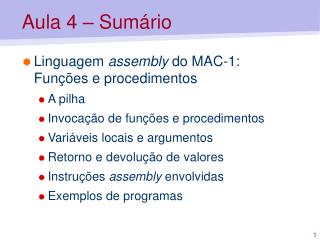 Aula 4 – Sumário