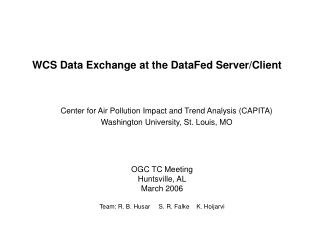 WCS Data Exchange at the DataFed Server/Client  