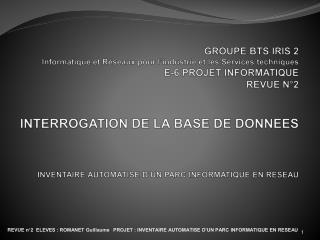 SOMMAIRE I. PRESENTATION DU PROJET 1. Le But 		2. Description