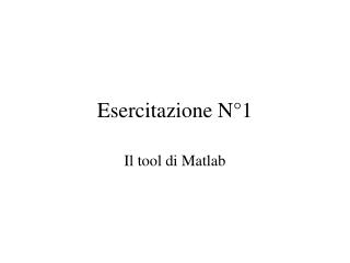 Esercitazione N°1