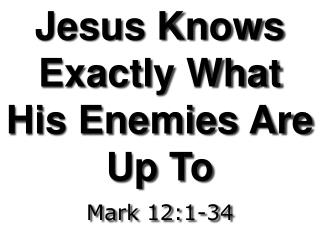 Jesus Knows Exactly What His Enemies Are Up To