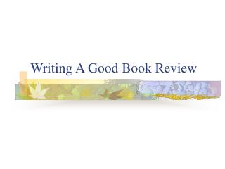 Writing A Good Book Review