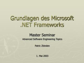 Grundlagen des Microsoft .NET Frameworks