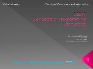 CS317 Concepts of Programming Languages