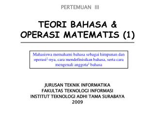 TEORI BAHASA &amp; OPERASI MATEMATIS (1)