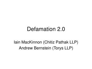 Defamation 2.0