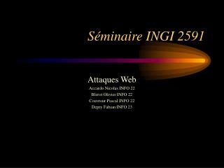 Séminaire INGI 2591