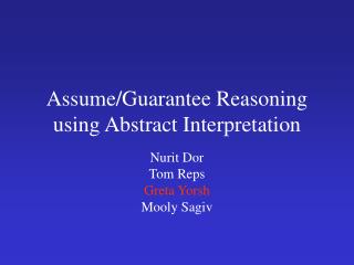 Assume/Guarantee Reasoning using Abstract Interpretation