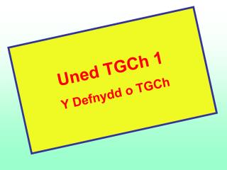 Uned TGCh 1 Y Defnydd o TGCh