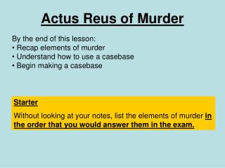 Actus Reus of Murder