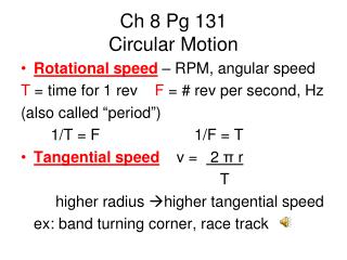 Ch 8 Pg 131 Circular Motion