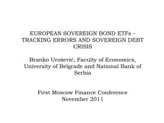 EUROPEAN SOVEREIGN BOND ETFs – TRACKING ERRORS AND SOVEREIGN DEBT CRISIS