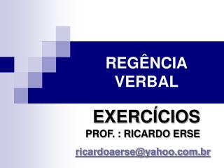 REGÊNCIA VERBAL