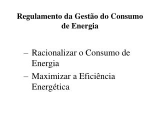Regulamento da Gestão do Consumo de Energia