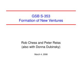 GSB S-353 Formation of New Ventures