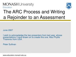 The ARC Process and Writing a Rejoinder to an Assessment