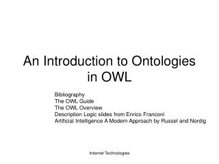 An Introduction to Ontologies in OWL