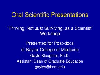Oral Scientific Presentations