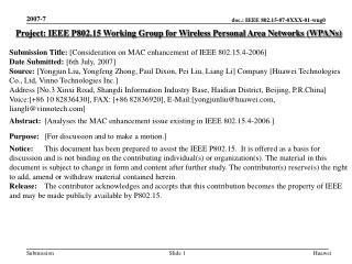 Project: IEEE P802.15 Working Group for Wireless Personal Area Networks (WPANs)