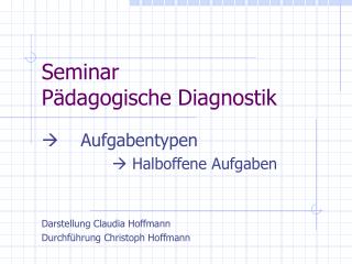 Seminar Pädagogische Diagnostik