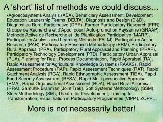 A ‘short’ list of methods we could discuss…