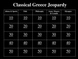 Classical Greece Jeopardy