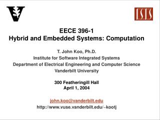 EECE 396-1 Hybrid and Embedded Systems: Computation