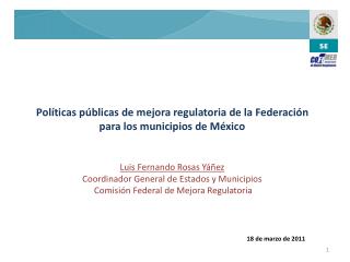 Políticas públicas de mejora regulatoria de la Federación para los municipios de México