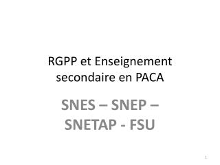 RGPP et Enseignement secondaire en PACA