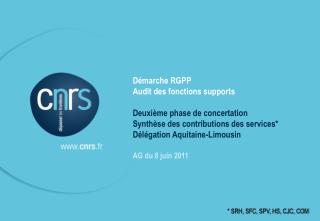 Démarche RGPP Audit des fonctions supports Deuxième phase de concertation